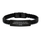 Electrician Keepsake Interlaced Leather Bracelet for Him Graduation Gift - Image 1