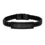 Carpenter Dad Gifts, Funny Quote Interlaced Leather Bracelet, Graduation Unique Gifts from Family to Carpenter Friends