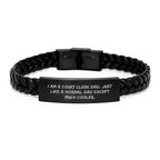 Cool Court Clerk Gifts, Funny Dad Quote, Interlaced Leather Bracelet for Men, Unique Graduation Presents from Dad, Gifts for Court Clerk