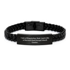 Dispatcher Dad Gifts, I Am A Dispatcher Dad, Interlaced Leather Bracelet for Men, Graduation Unique Gifts from Family, for Dispatcher Dads