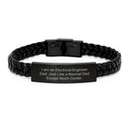 Funny Electrical Engineer Gifts for Men - 'I Am An Electrical Engineer Dad' Interlaced Leather Bracelet, Christmas Unique Presents for Husband, Father, Son, Friend - Gifts from Dad