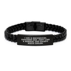 Unique Gifts from Men for Mechanical Engineer Dad, Funny Interlaced Leather Bracelet, Christmas Unique Presents for Him