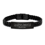 Medical Assistant Dad Gifts, Funny Quote Interlaced Leather Bracelet, Gifts from Men for Medical Assistant Graduation, Gifts for Medical Assistant Dads