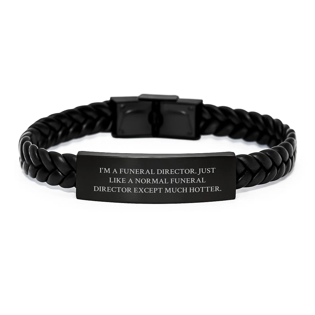 Funeral Director Keepsake Interlace Leather Bracelet Birthday Gift - Image 1