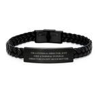 Funeral Director Keepsake Interlace Leather Bracelet Birthday Gift - Image 1