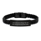 Funny Operations Manager Dad Gifts, Interlaced Leather Bracelet for Him, Christmas Unique Presents from Dad to Operations Manager