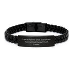 Painter Dad Interlaced Leather Bracelet, Funny Gift from Men to Painter Friends on Graduation, Unique Men's Jewelry, Engraved Stainless Steel