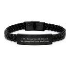 Personal Care Aide Gifts from Dad - Cute Interlaced Leather Bracelet for Men - Christmas Unique Gifts for Personal Care Aide Dads - I Am A Personal Care Aide Dad, Except Much Cooler