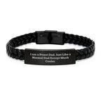 Cool Priest Dad Interlaced Leather Bracelet - Gifts for Priest from Family on Christmas Unique