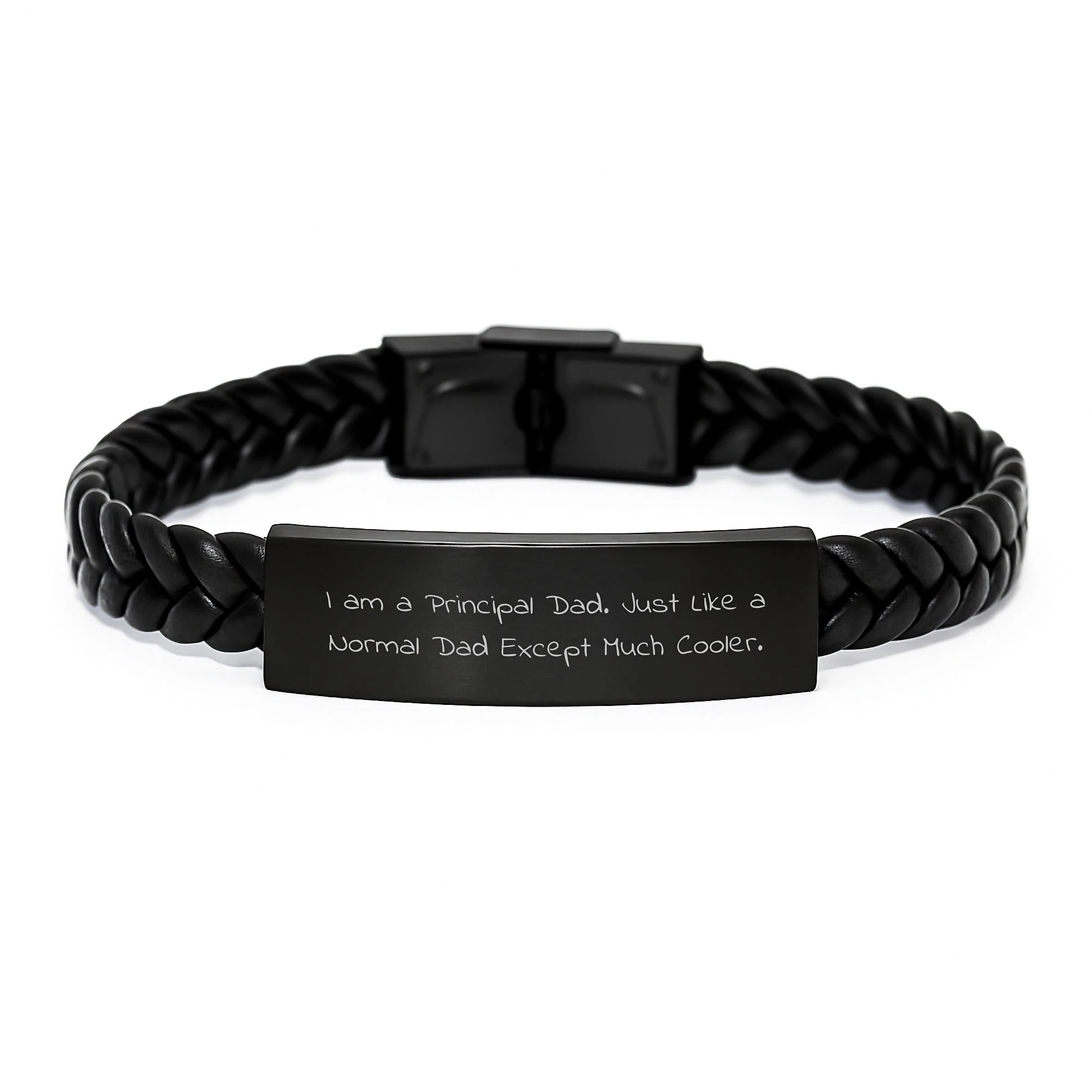 Funny Principal Dad Gifts from Men to Graduation Unique Principal Gifts, Interlaced Leather Bracelet for Principal, 'I Am A Principal Dad' Quote