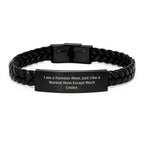 Forester Mom Special Gifts for Men Women Friends Family - Interlaced Leather Bracelet with Stainless Steel Engraving, 7.87 inches, Unique Graduation Presents