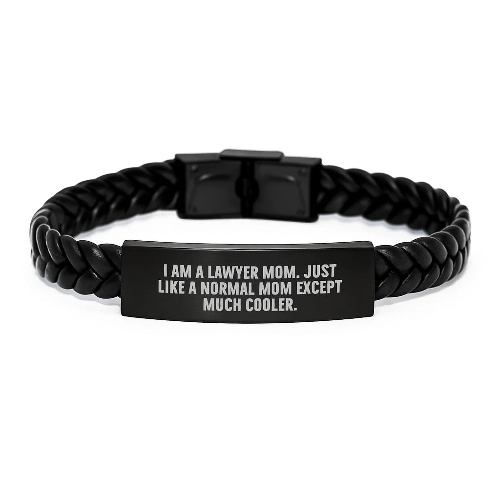 Lawyer Gifts from Mom - I Am A Lawyer Mom. Just Like A Normal Mom Except Much Cooler. - Interlaced Leather Graduation Gift for Lawyer Women, Friends, Family