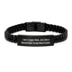 Funny Logger Mom Gifts - Interlaced Leather Bracelet, Christmas Unique Gifts for Logger Women from Friends, Family