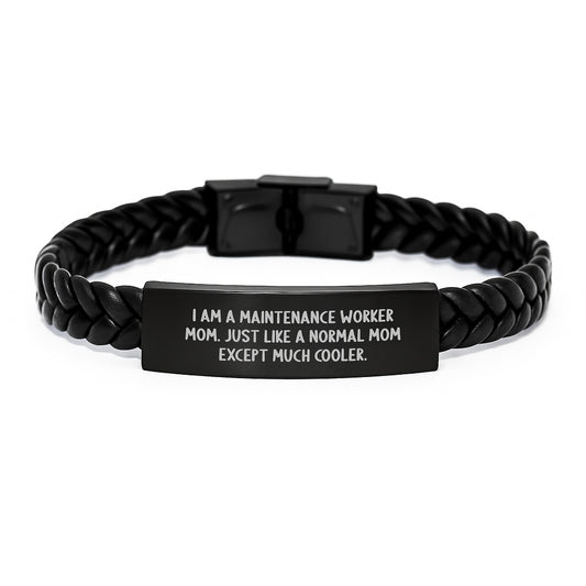 Maintenance Worker Gifts, Funny Quote Interlaced Leather Bracelet, Gifts from Family for Maintenance Worker Mom, Graduation Unique Gifts - Image 1
