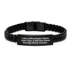 Funny Mixologist Gifts from Mom - Unique Interlaced Leather Christmas Bracelet for Women - I Am A Mixologist Mom Quotes