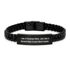 Funny Paralegal Gifts from Mom, 'I Am A Paralegal Mom' Interlaced Leather Bracelet for Paralegal, Christmas Unique Gifts for Paralegal Friends
