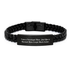 Funny Paralegal Unique Gifts from Mom for Christmas, Interlaced Leather Bracelet for Paralegal, 'I Am A Paralegal Mom' Quote Paralegal Jewelry
