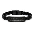 Personal Assistant Wrist Candy Gifts from Mom, 'I Am A Personal Assistant Mom' Interlaced Leather Bracelet for Birthday, Mothers Day, or Any Occasion