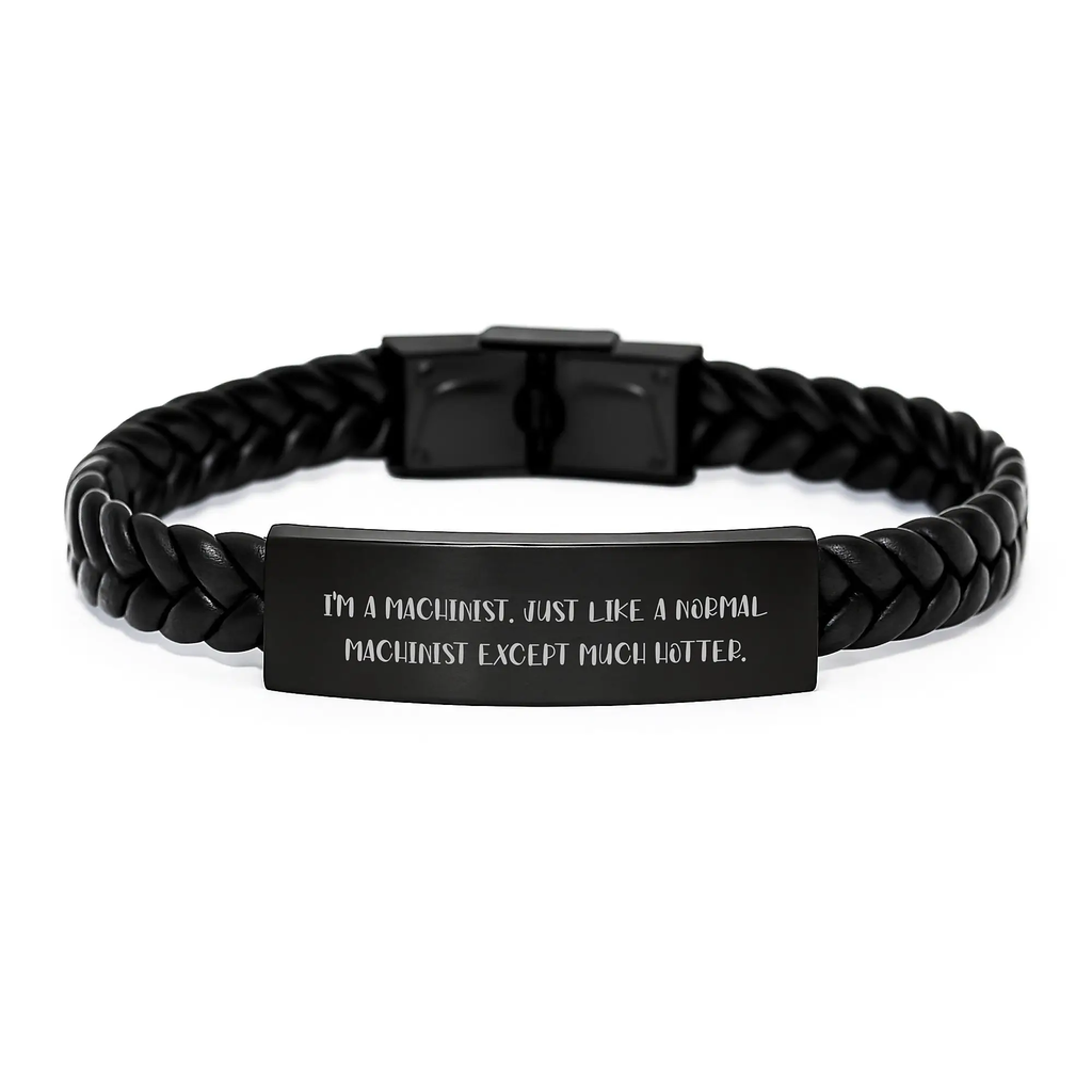Funny Machinist Gifts from Friends - I'm A Machinist Interlaced Leather Bracelet for Graduation Unique Gifts - Stainless Steel PU Leather Machinist - Image 1