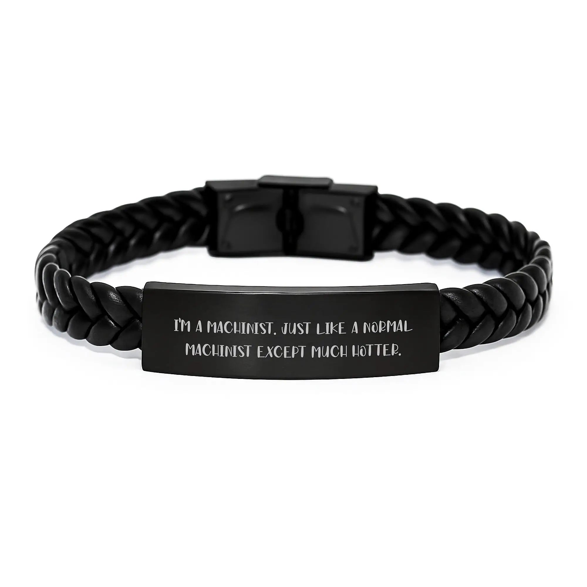 Funny Machinist Gifts from Friends - I'm A Machinist Interlaced Leather Bracelet for Graduation Unique Gifts - Stainless Steel PU Leather Machinist - Image 1