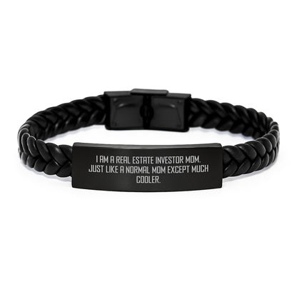 Real Estate Investor Gifts, Funny Quote Interlaced Leather Bracelet, Gifts from Mom to Real Estate Investor Daughter, Graduation Unique Gifts for Real Estate Investor Women - Image 1