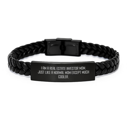 Real Estate Investor Gifts, Funny Quote Interlaced Leather Bracelet, Gifts from Mom to Real Estate Investor Daughter, Graduation Unique Gifts for Real Estate Investor Women - Image 1