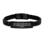 Funny Vice President Gifts for Men, Women, Coworkers - Interlaced Leather Bracelet, Stainless Steel and PU Leather, Christmas Unique Presents, I'm a VP Mom, Gifts from Family, Friends, and Coworkers