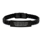 Funny Woodworker Gifts, Gifts from Mom, Interlaced Leather Bracelets for Men, Woodworker Mom's Unique Christmas Unique Gifts