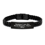 Funny Band Director Gifts Interlaced Leather Bracelet for Him - Gifts from Men to Band Director Friends - Because I Am The Band Director. That's Why. Christmas Unique Gifts