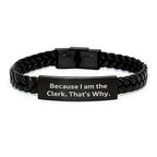 Funny Clerk Gift, Interlaced Leather Bracelet for Men, Women, Friends, Christmas Unique Presents from Family