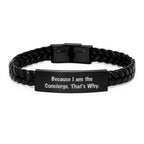 Concierge Gifts from Friends to Men Interlaced Leather Bracelet Funny Quote Christmas Unique