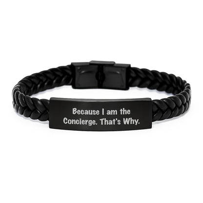 Concierge Gifts from Friends to Men Interlaced Leather Bracelet Funny Quote Christmas Unique - Image 1