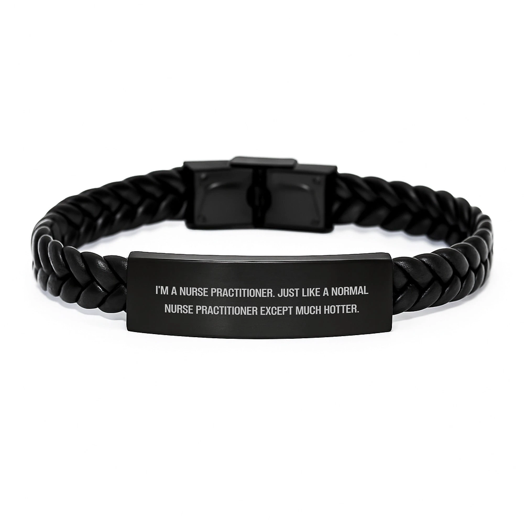 Funny Nurse Practitioner Gifts for Mom, Interlaced Leather Bracelet from Daughter - Image 1