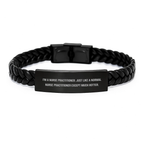 Funny Nurse Practitioner Gifts for Mom, Interlaced Leather Bracelet from Daughter - Image 1