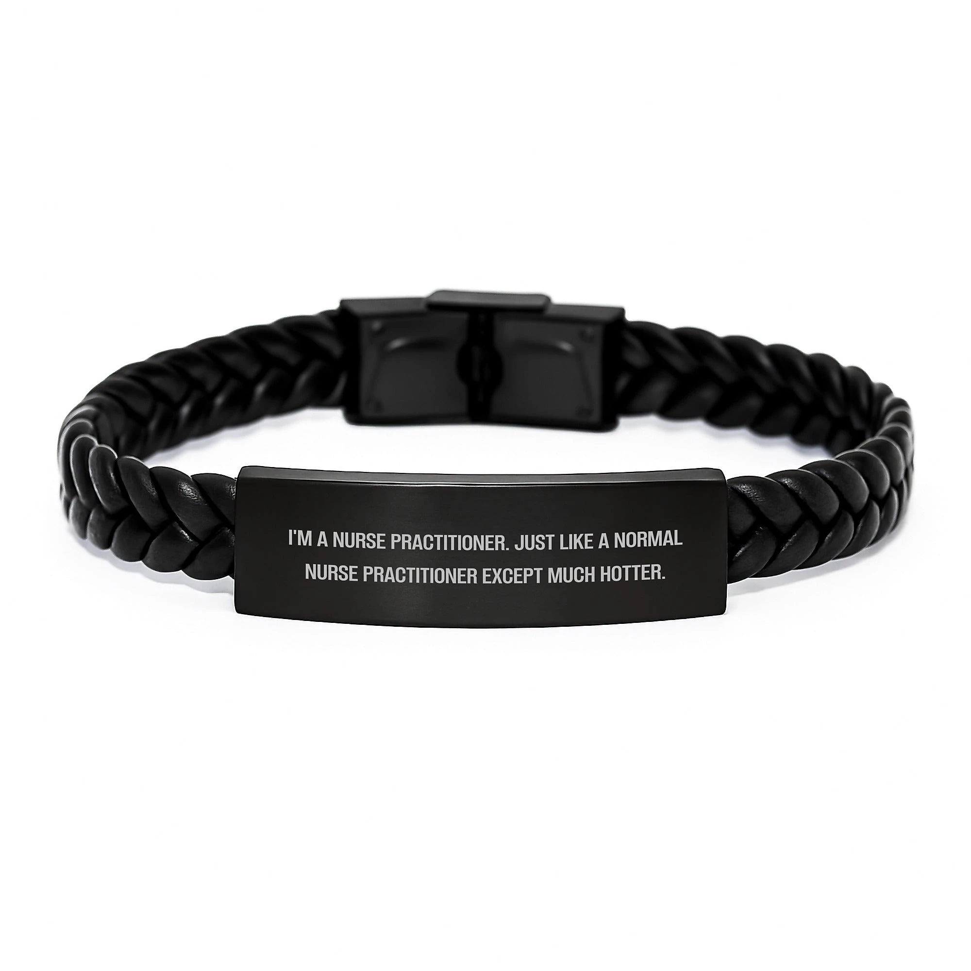 Funny Nurse Practitioner Gifts for Mom, Interlaced Leather Bracelet from Daughter - Image 1