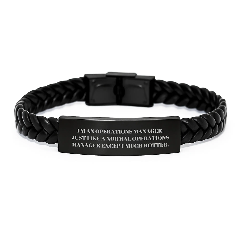 Funny Operations Manager Gifts for Him, Birthday Unique Gifts from Coworkers, Interlaced Leather Bracelet for Men, Operations Manager Style - Image 1