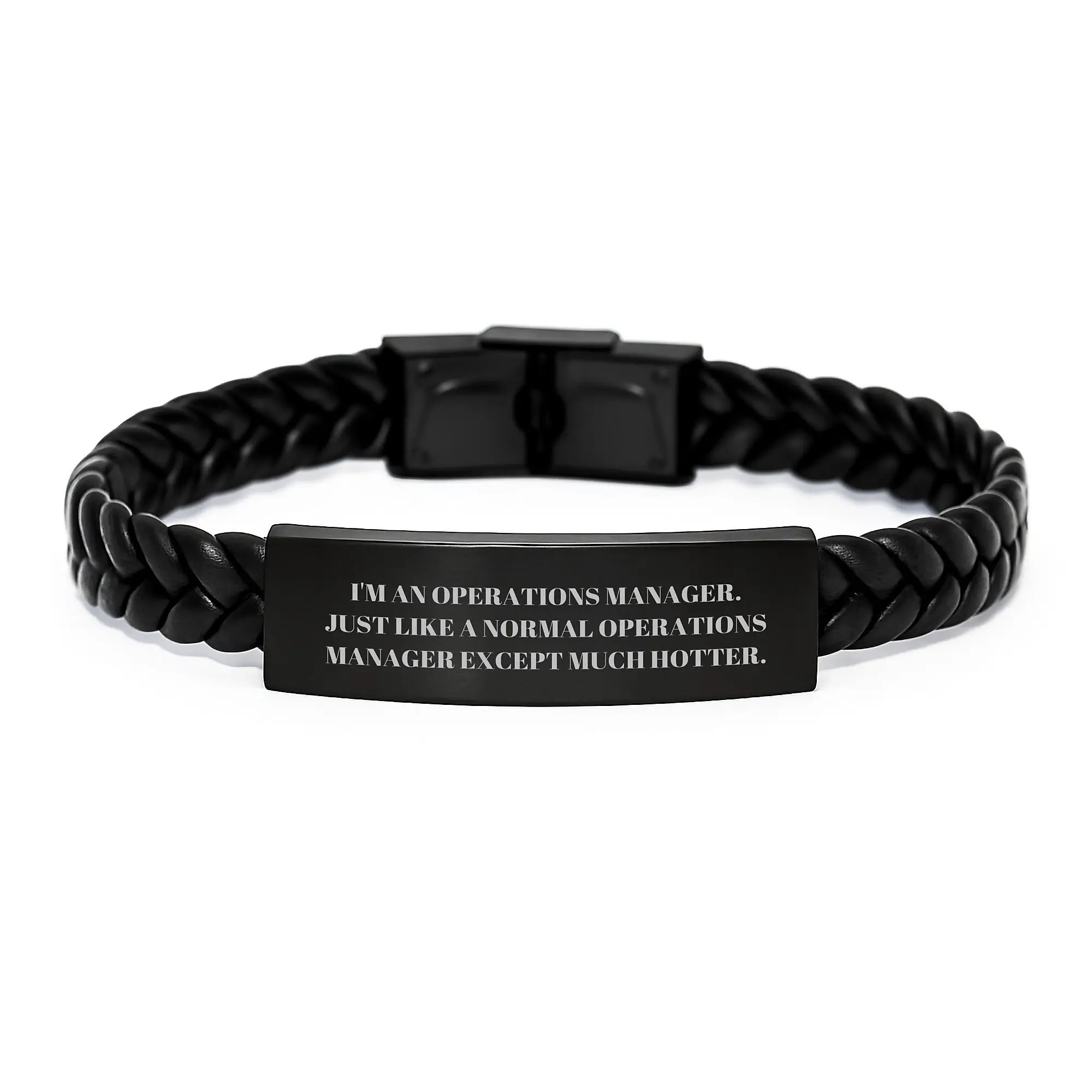 Funny Operations Manager Gifts for Him, Birthday Unique Gifts from Coworkers, Interlaced Leather Bracelet for Men, Operations Manager Style - Image 1