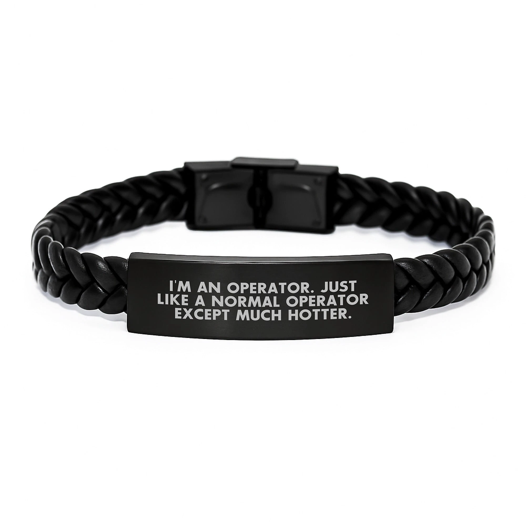 Operator Gifts for Men, Funny Quote Interlaced Leather Bracelet, Mother's Day Unique Gifts from Men to Operator, Operator Interlaced Leather Bracelet - Image 1