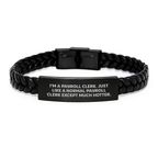 Payroll Clerk Gifts from Men, Unique Payroll Clerk Interlaced Leather Bracelet, Funny Quote - Image 1