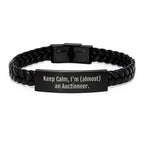 Auctioneer Humor Keep Calm Interlaced Leather Birthday Unique Gifts for Men from Friends