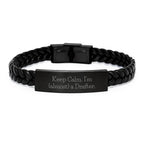 Funny Inspirational Gifts for Drafter Men, Interlaced Leather Bracelet, 'Keep Calm I'm (almost) A Drafter' - Christmas Unique Gifts for Friends, Family, Coworkers