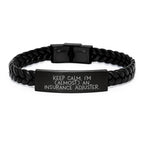 Funny Insurance Adjuster Gifts from Friends - Interlaced Leather Bracelet for Men, Keep Calm almost Insurance Adjuster Christmas Unique Presents