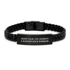 Funny Maintenance Worker Gifts from Friends, Interlaced Leather Bracelet for Men, Christmas Unique Presents for Maintenance Worker