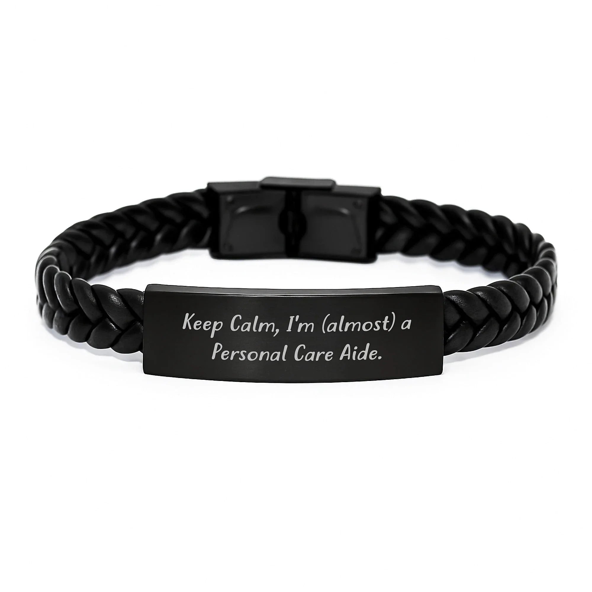 Personal Care Aide Gifts, Funny Quote Interlaced Leather Bracelet, Gifts from Friends to Personal Care Aides for Graduation