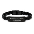 Funny Psychologist Gifts for Friends from You, Interlaced Leather Bracelet with Quote, Unique Christmas Unique Presents for Him/Her