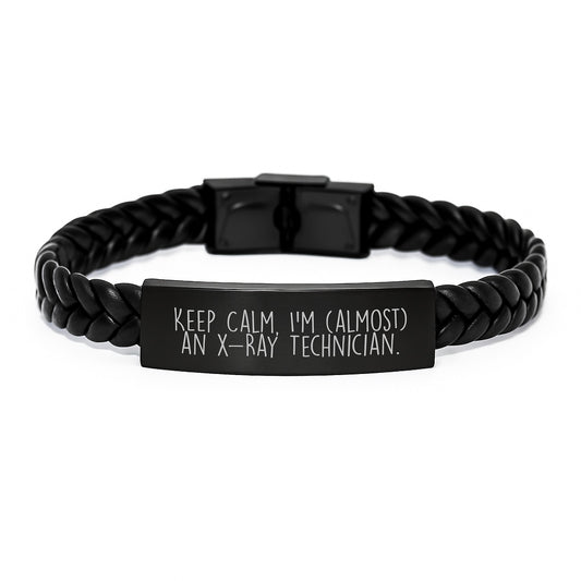 X-Ray Technician Christmas Unique Gifts from Friends and Family - Funny Interlaced Leather Bracelet for Him or Her - X-Ray Technician Inspired - Image 1