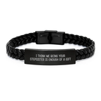 Stepsister Keepsake Interlaced Leather Bracelet for Him Birthday Gift - Image 1
