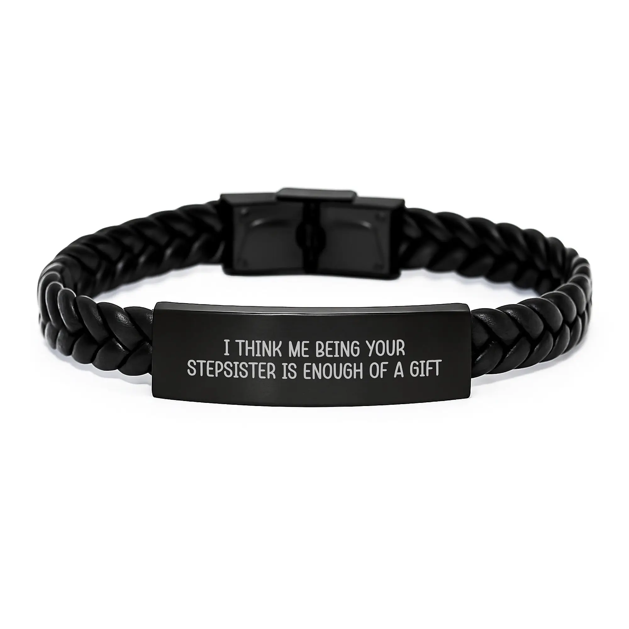 Stepsister Keepsake Interlaced Leather Bracelet for Him Birthday Gift - Image 1