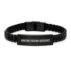 Funny Quotes for Architects, Interlaced Leather Bracelet Christmas Unique Gifts from Friends for Men or Women