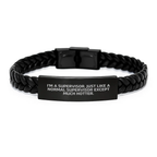 Funny Supervisor Gifts for Men, Unique Interlaced Leather Bracelet with Engraved Stainless Steel, Hotter Supervisor Quote, Gifts from Friends, Coworkers, Family - Graduation Unique Gifts - Image 1